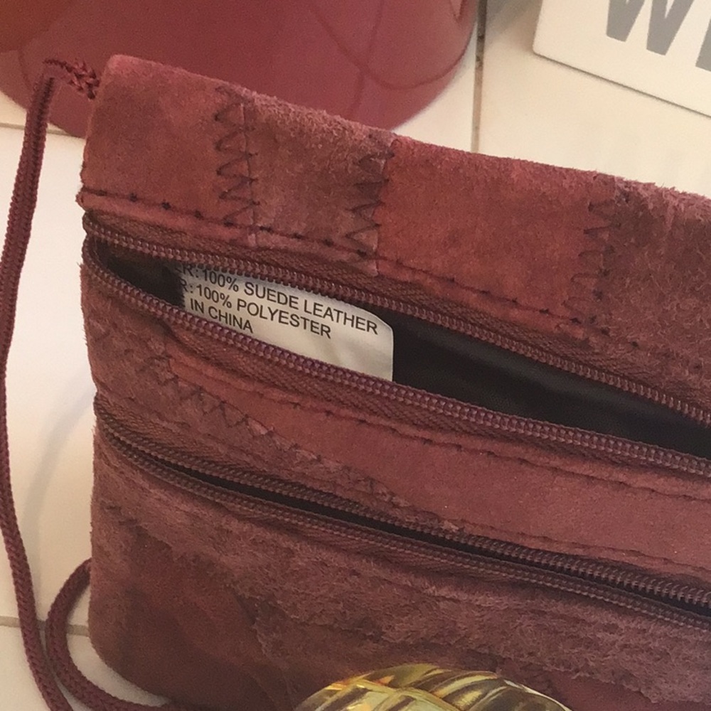 Suede Leather Patchwork Design Crossbody - image 4